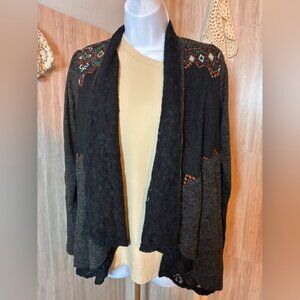 Miss Me Black Cardigan Lace Details